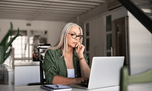 woman searching a will online Woman trying to find a will of a deceased person online