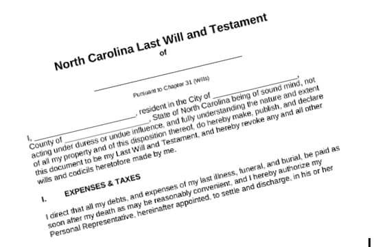 Will-in-North-Carolina Essentials of a North Carolina Will Document