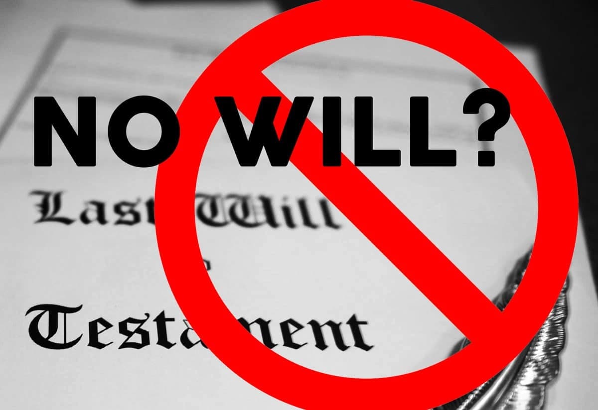 How to Settle an Estate Without a Will Sign stating "No Will" for how to settle an estate without a will.